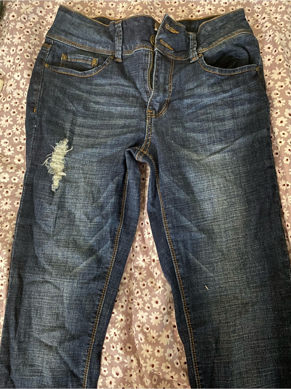 Women’s Dark Blue Distressed Jeans